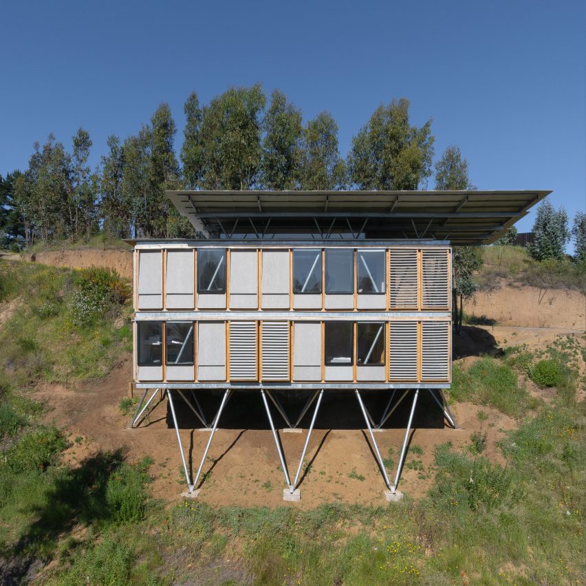 Chilean modular housing prototype uses stilts to traverse difficult site