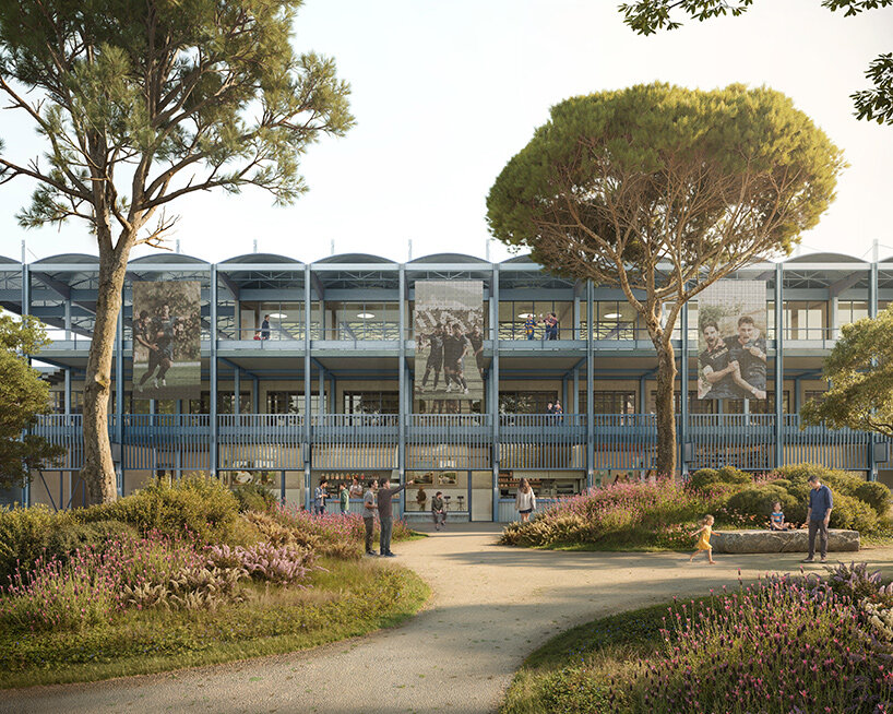 K-Studio переосмысливает стадион El Paso для Athens Kallithea FC в окружении скал и общественного ландшафта