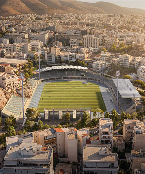 K-Studio переосмысливает стадион El Paso для Athens Kallithea FC в окружении скал и общественного ландшафта