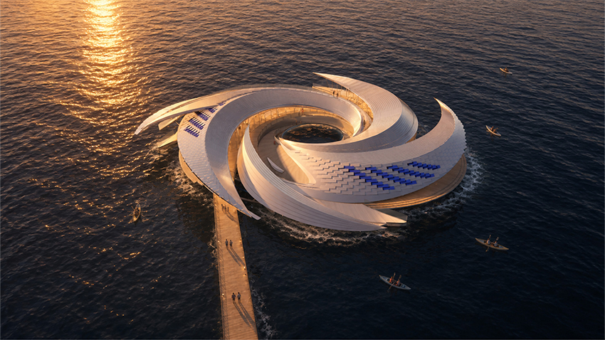 Ocean Vortex: спиральный плавучий парламент из переработанных морских отходов