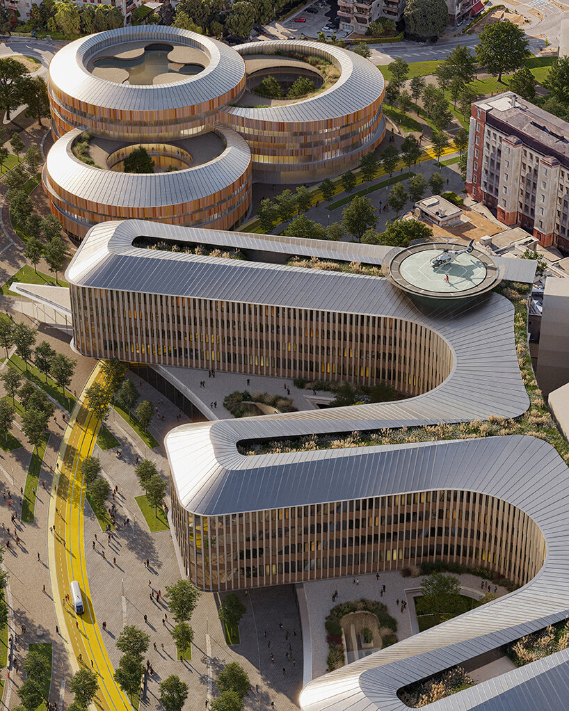 Carlo Ratti Associati и Park Associati спроектировали «больницу будущего» в Брешии с километровым садовым кольцом