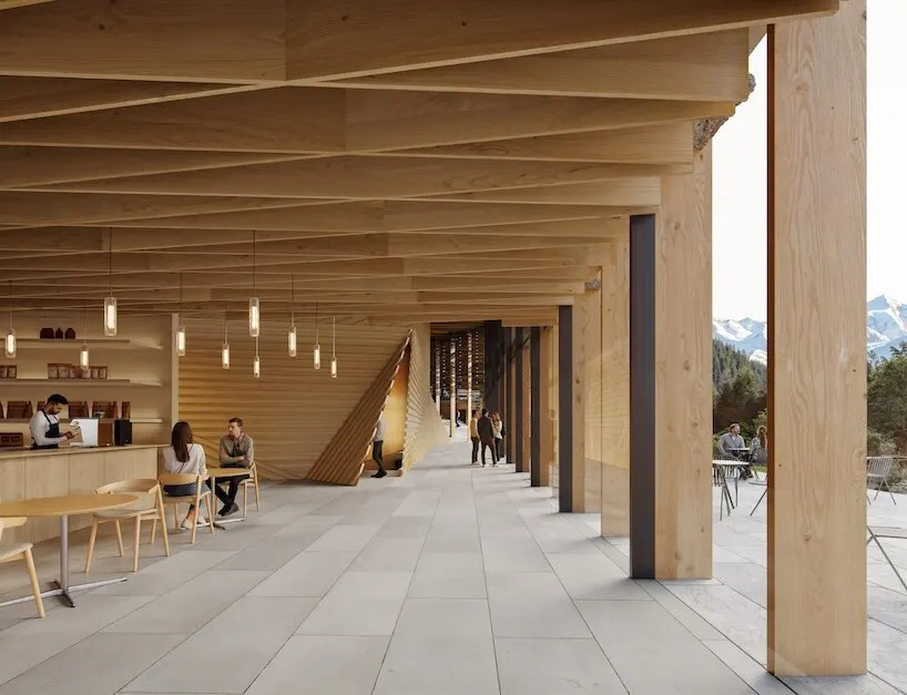 Kengo Kuma спроектировал культурный центр в Вербье с «крылатыми» деревянными крышами