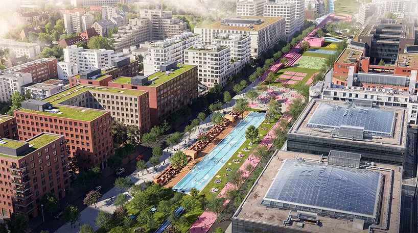 Kinzo предлагает 100-метровую плавательную дорожку через центр берлинского парка Tilla-Durieux