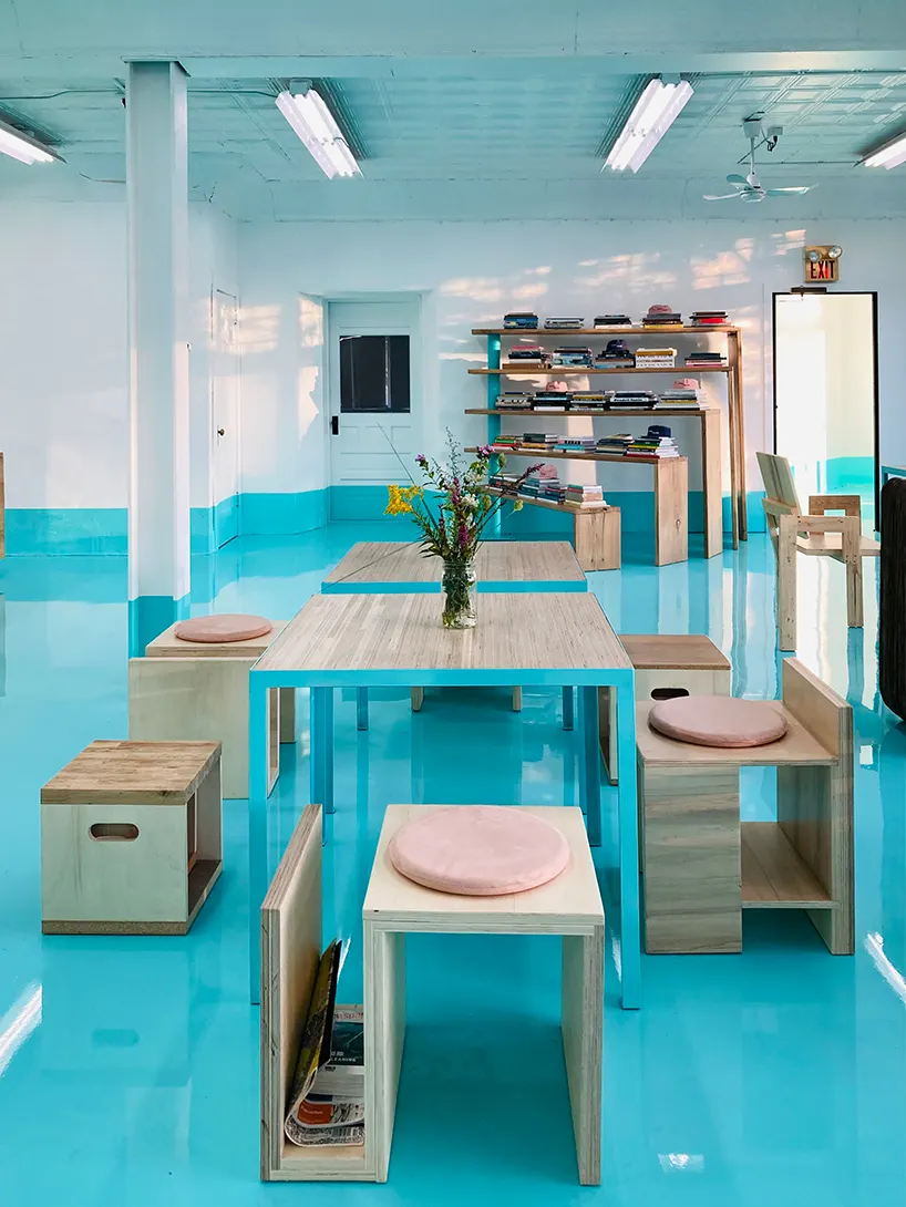 Reclaimed Oak, Cork and Cardboard Shape Flexible Furniture for Medina Triennial Hub в Нью-Йорке