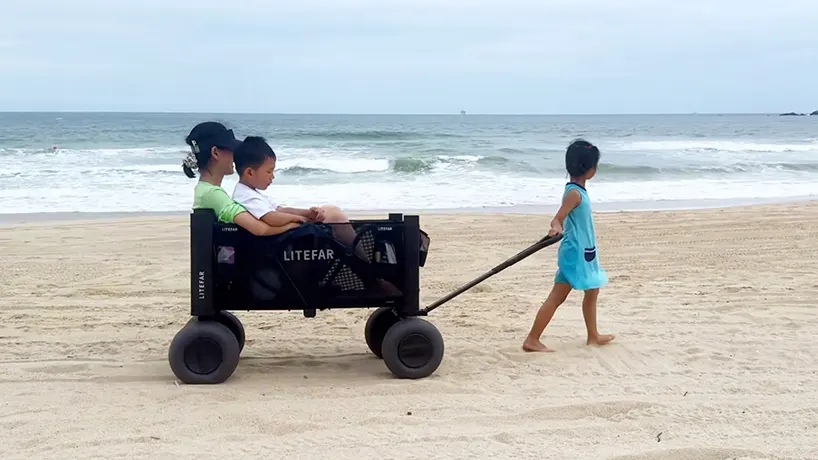 LITEFAR B1: складная алюминиевая тележка для пляжа с электрическим приводом
