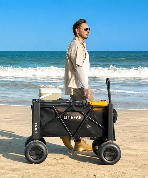 LITEFAR B1: складная алюминиевая тележка для пляжа с электрическим приводом
