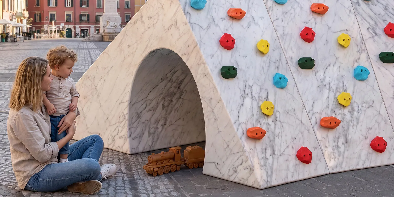 Studio Lievito превращает отходы carrara marble в модульную городскую мебель