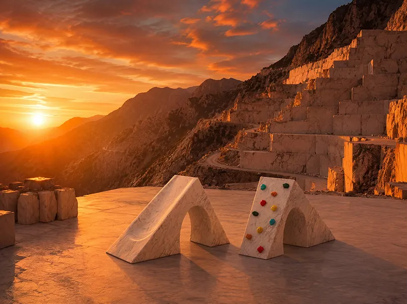 Studio Lievito превращает отходы carrara marble в модульную городскую мебель