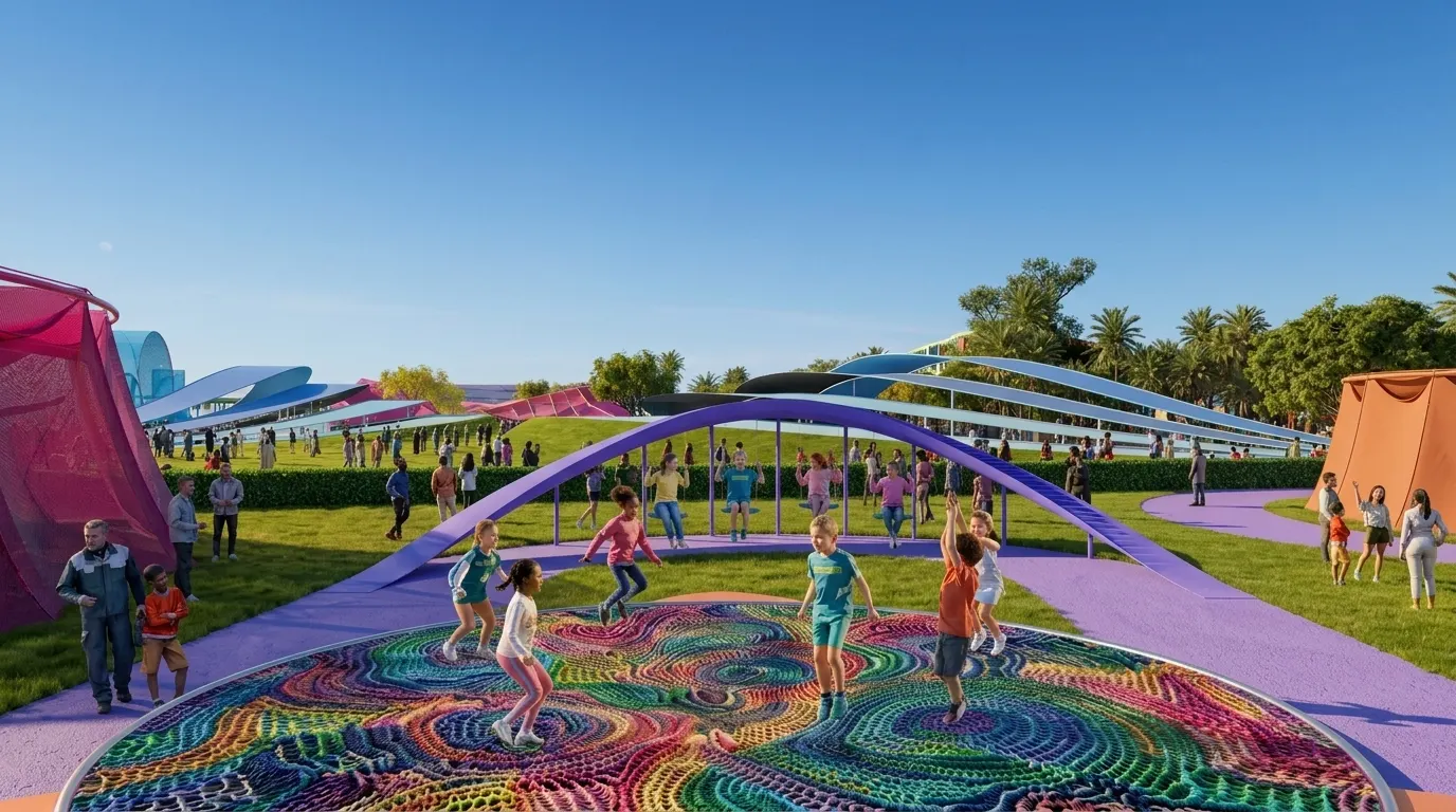 BIG открыл Macondo Park в Мадриде как временный культурный ландшафт для резиденции Шакиры