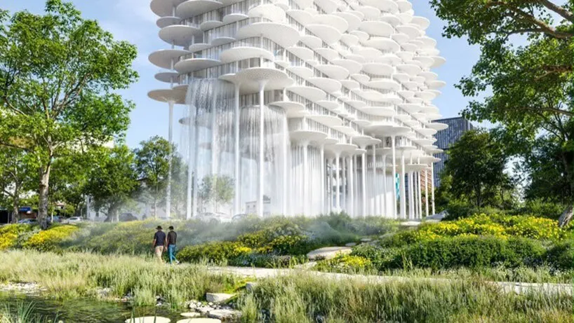 BIG предложила поднять Fountain Plaza Tirana над парком и сохранить свободный общественный проход