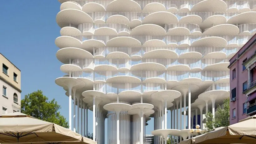 BIG предложила поднять Fountain Plaza Tirana над парком и сохранить свободный общественный проход