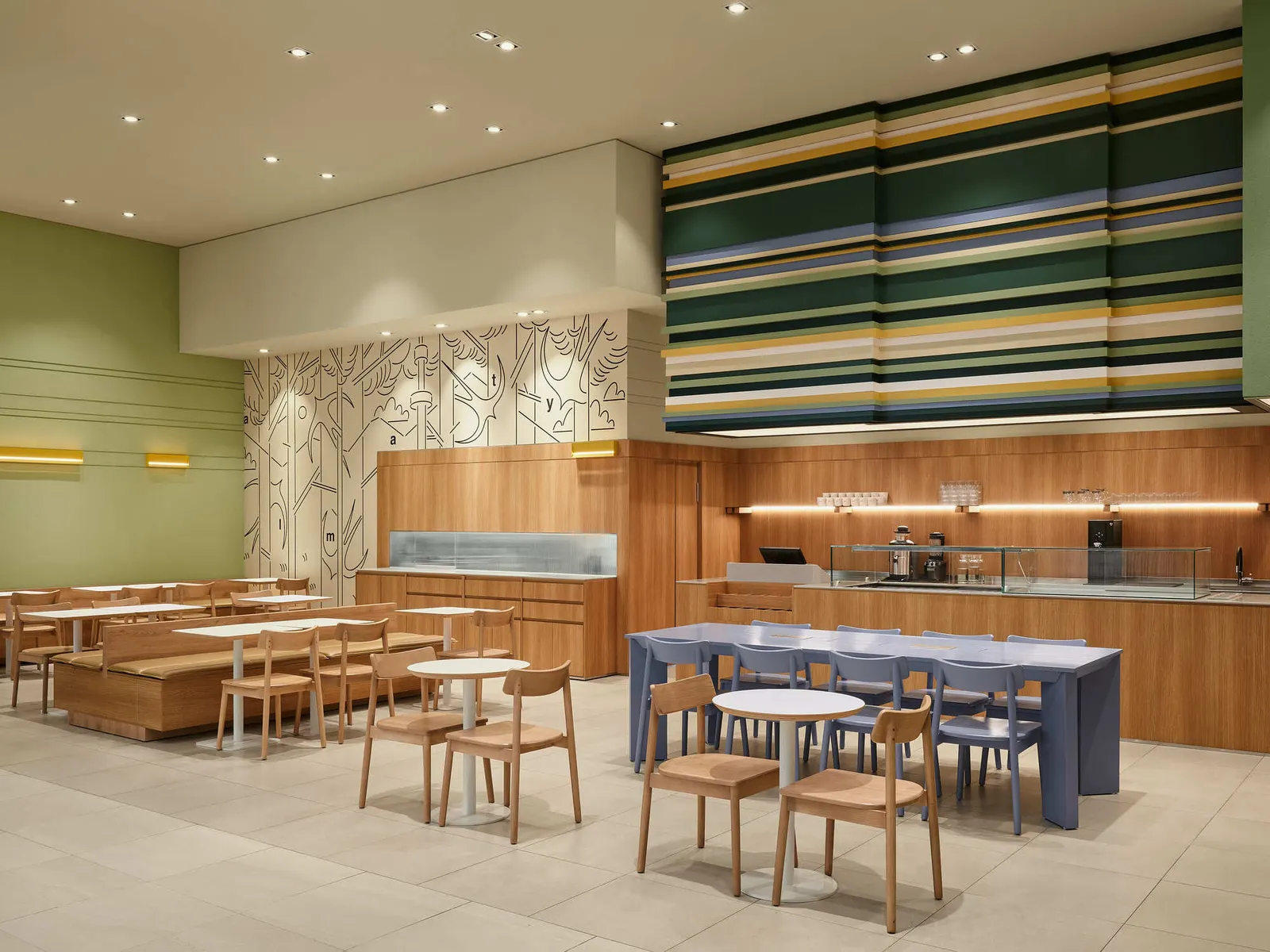SIP Coffee and Bakery / movs studio: интерьер кафе и пекарни в торговом центре Алматы