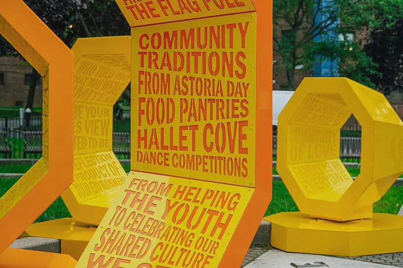 Rotating octagonal forms and community voices shape a Queens public landmark